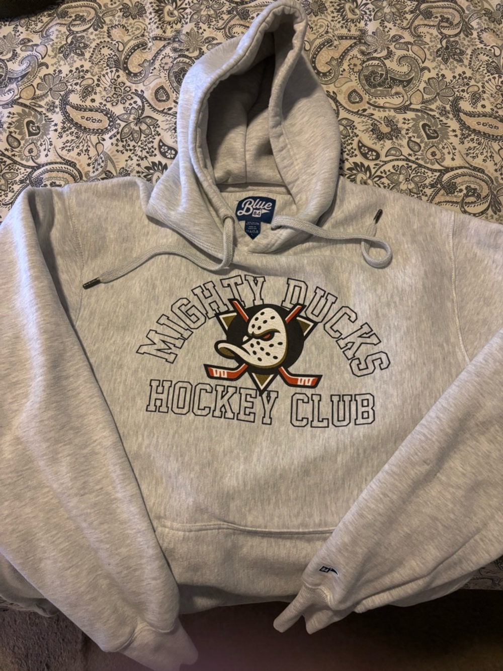 Anaheim Ducks / Mighty Ducks Hockey Club Blue84 Grey Hoodie size large